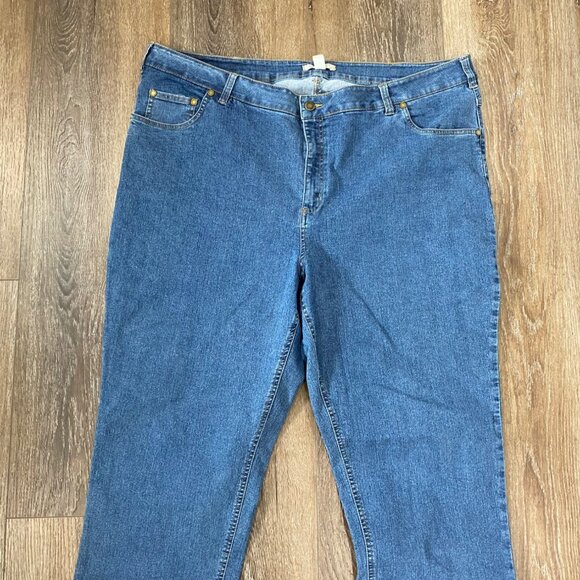 Woman Within 22W Tall Blue Denim Straight Leg Jeans - Picture 4 of 9